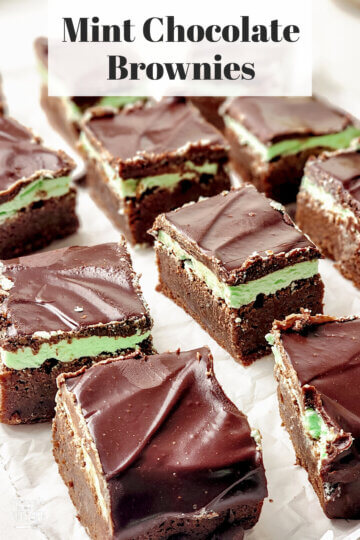 layered Mint Chocolate Brownies, with text overlay of recipe name.
