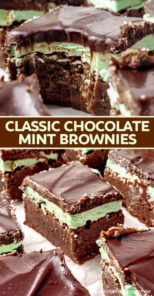 Classic Chocolate Mint Brownies Pinterest Image.