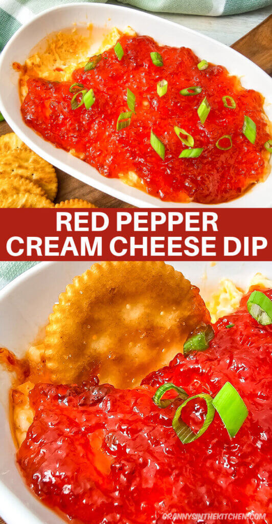 Red pepper cream cheese dip pinterest image