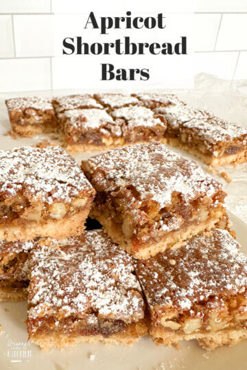 Apricot Shortbread Bars, with text overlay of recipe name.