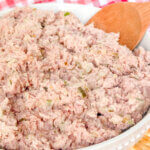 bowl of ham salad.