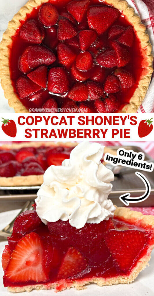 Copycat Shoeny's Strawberry Pie Pinterest Image.