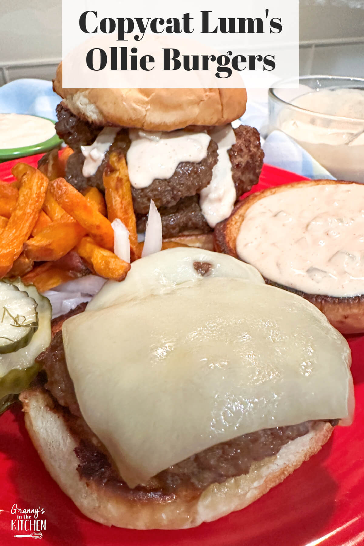 Copycat Lum's Ollie Burger, with text overlay of recipe name.
