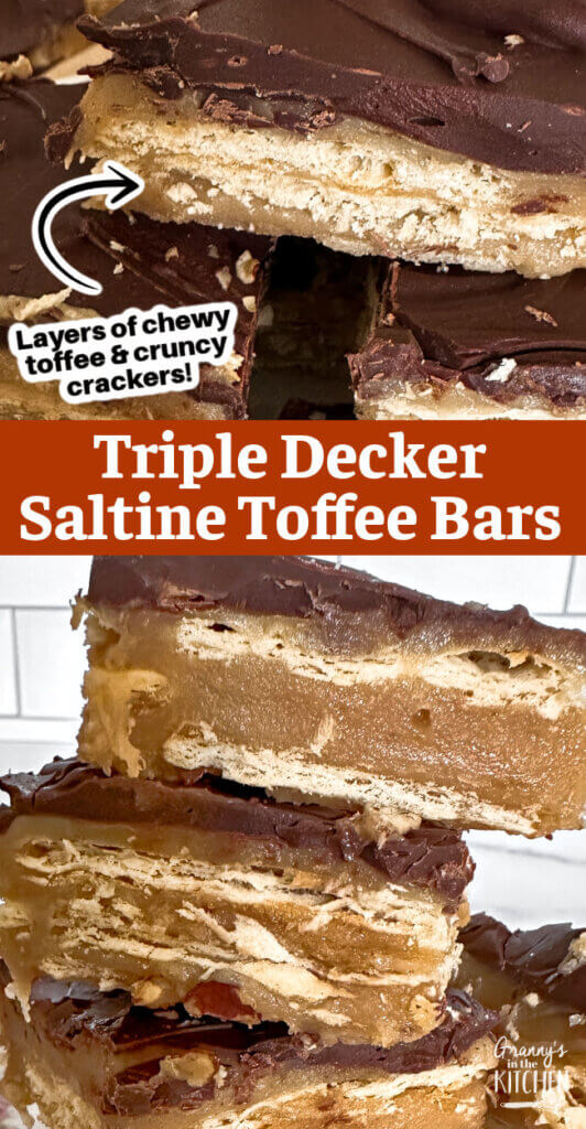Triple Decker Saltine Toffee Bars Pinterest image.
