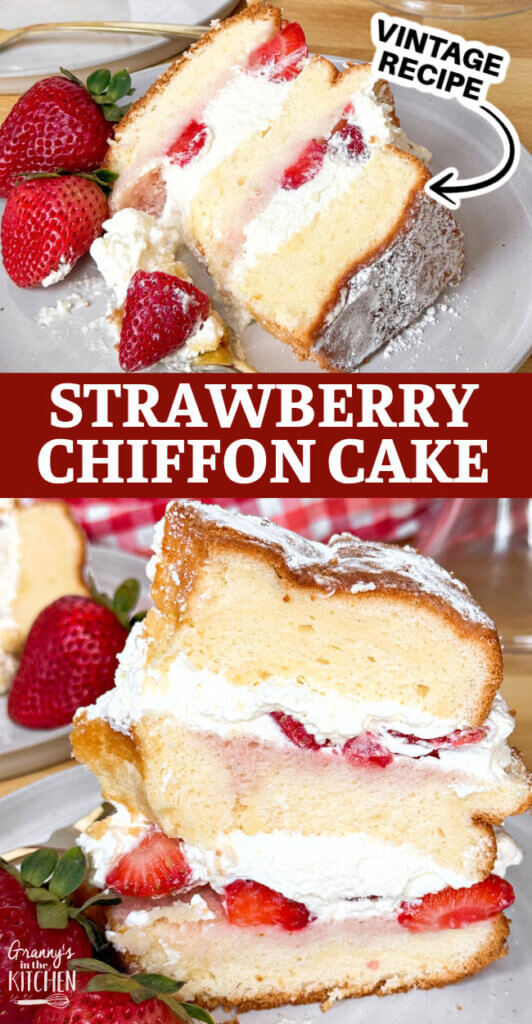 Strawberry Chiffon Cake Pinterest image.