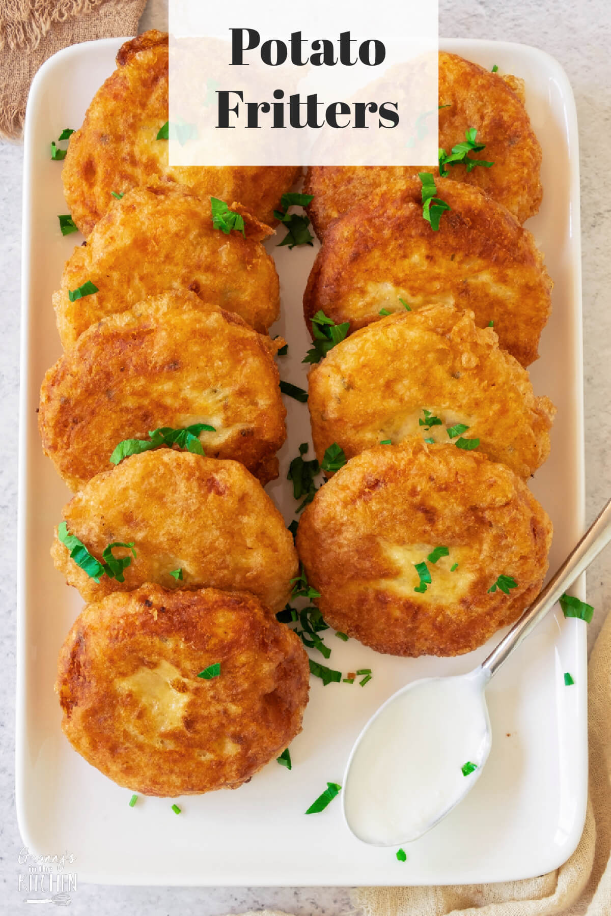 Potato Fritters on a serving tray.