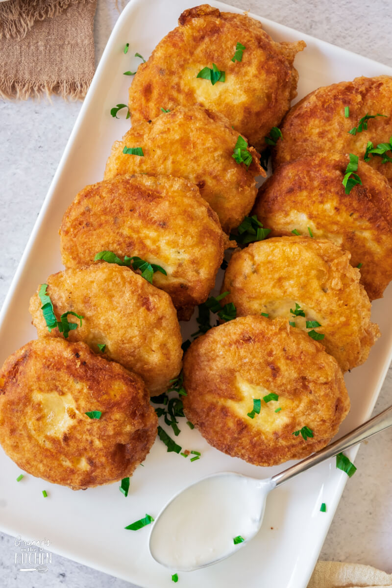 Potato Fritters on a serving tray.