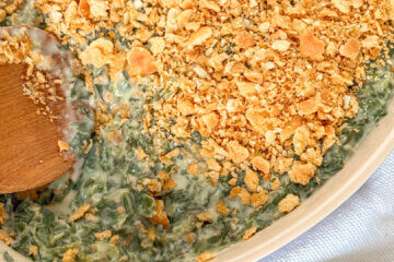 Spinach Madeline recipe photo, with text overlay of recipe name.