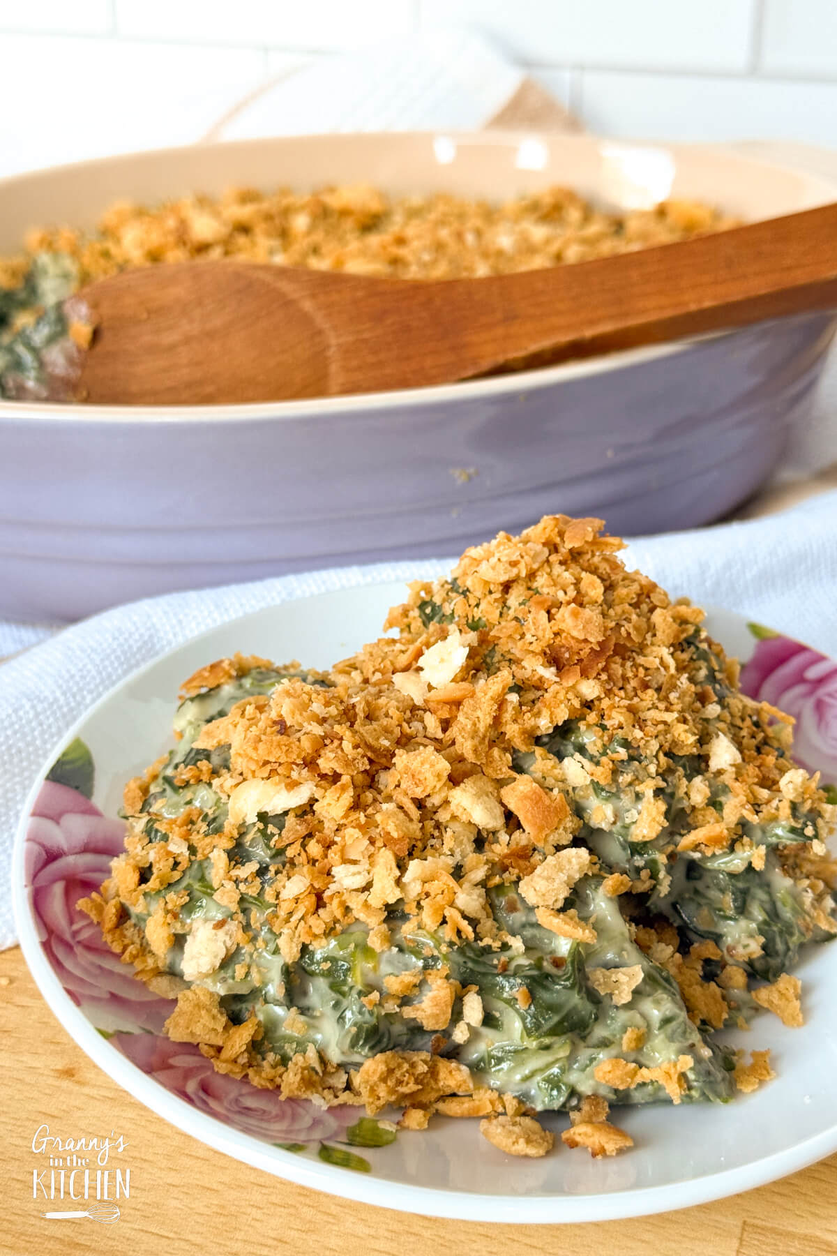 a serving of Spinach Madeline on a small plate.