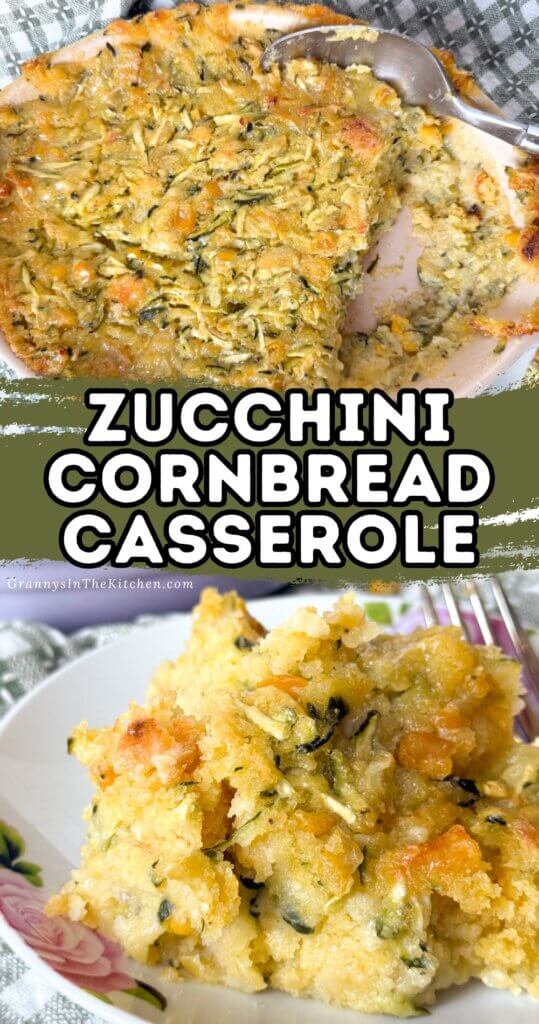 Zucchini Cornbread Casserole Pinterest Image.