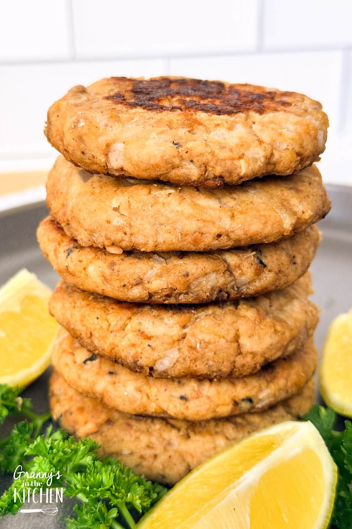 stack of homemade salmon patties.