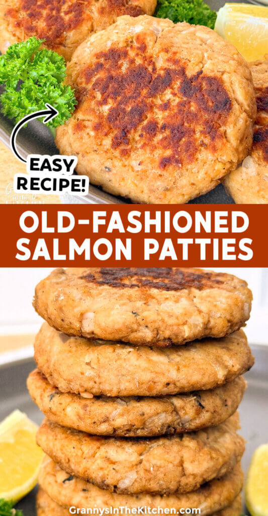 Old-Fashioned Salmon Patties Pinterest Image.