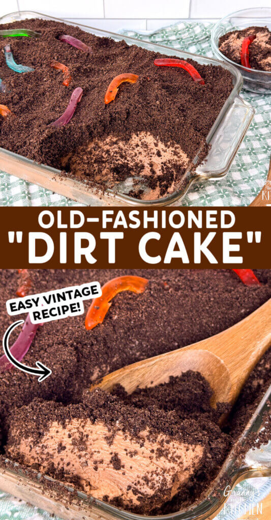 Dirt cake pinterest style collage.
