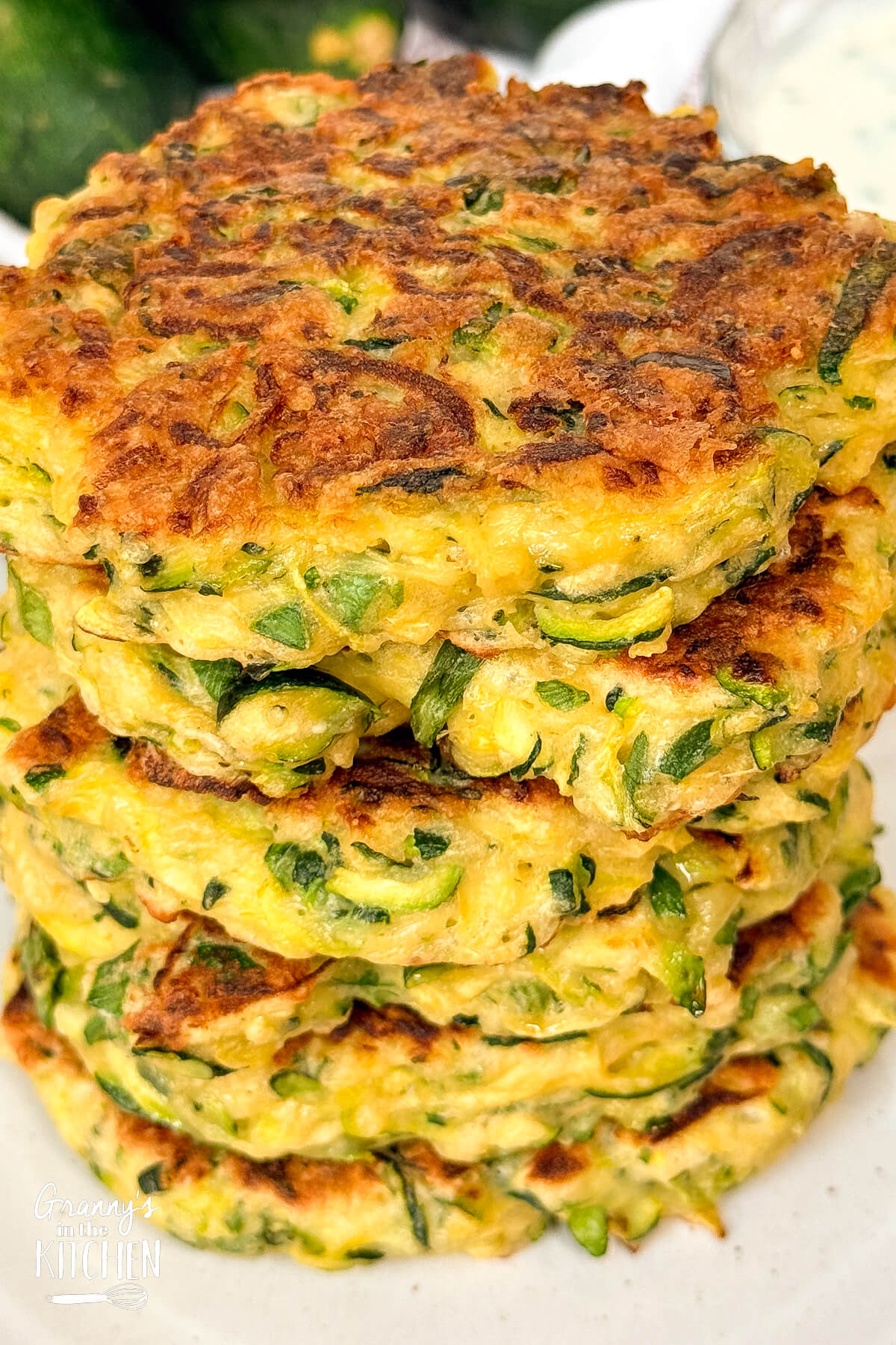 stack of zucchini fritters.