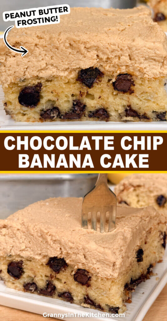 Chocolate Chip Banana Cake Pinterest Image.