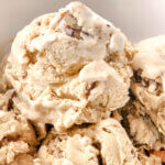 close up of homemade butter pecan ice cream.