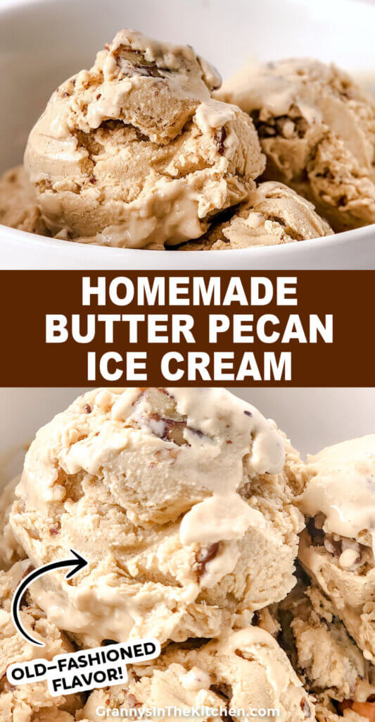 Homemade Butter Pecan Ice Cream Pinterest Image.