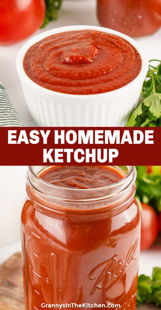 Pinterest style collage for Homemade Ketchup.