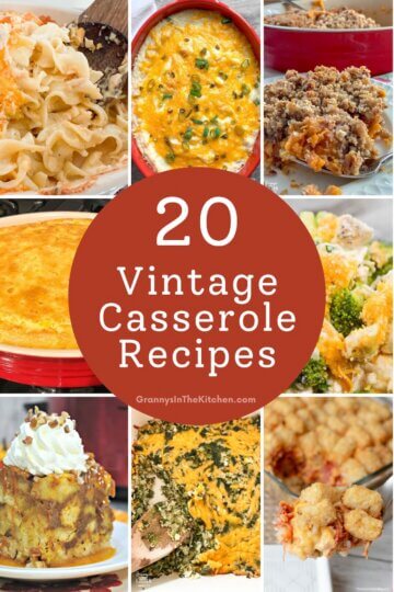 collection of vintage casserole recipe photos.