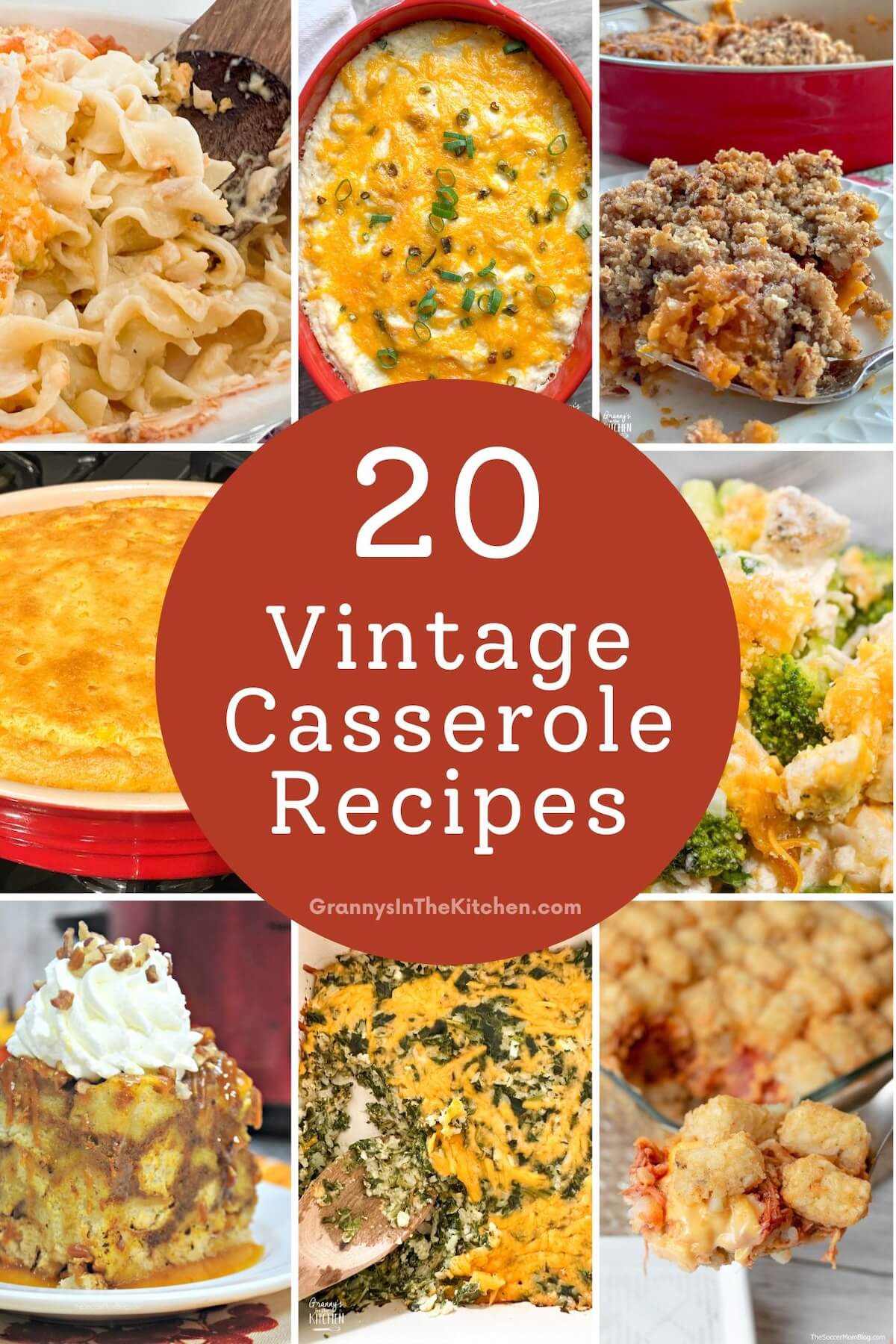 collection of vintage casserole recipe photos.